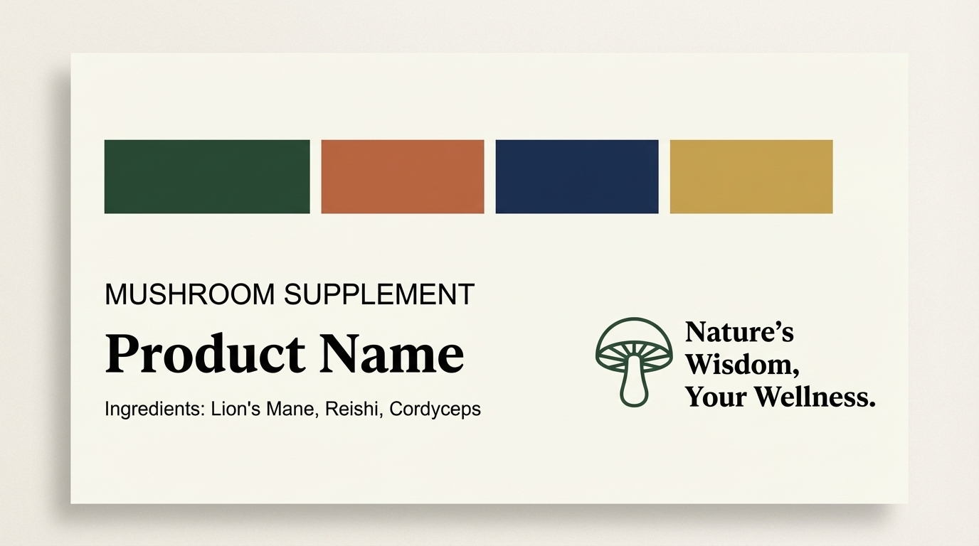 Color Psychology in Mushroom Brand Packaging Mushroom supplement packaging color palette and brand identity design system