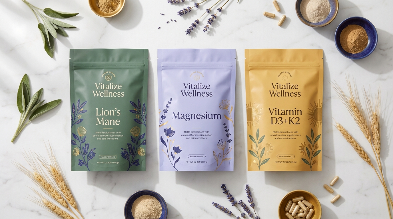 Vitalize Wellness supplement packaging brand redesign Melbourne Australia